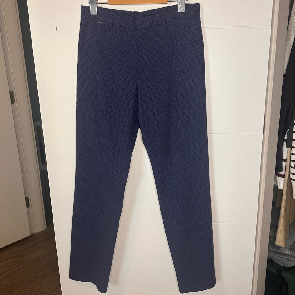 Perry Ellis Men's Blue Pattern Slim Fit Dress Pants